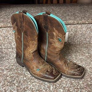 Ariat Brown and Blue Combat Moto Boots